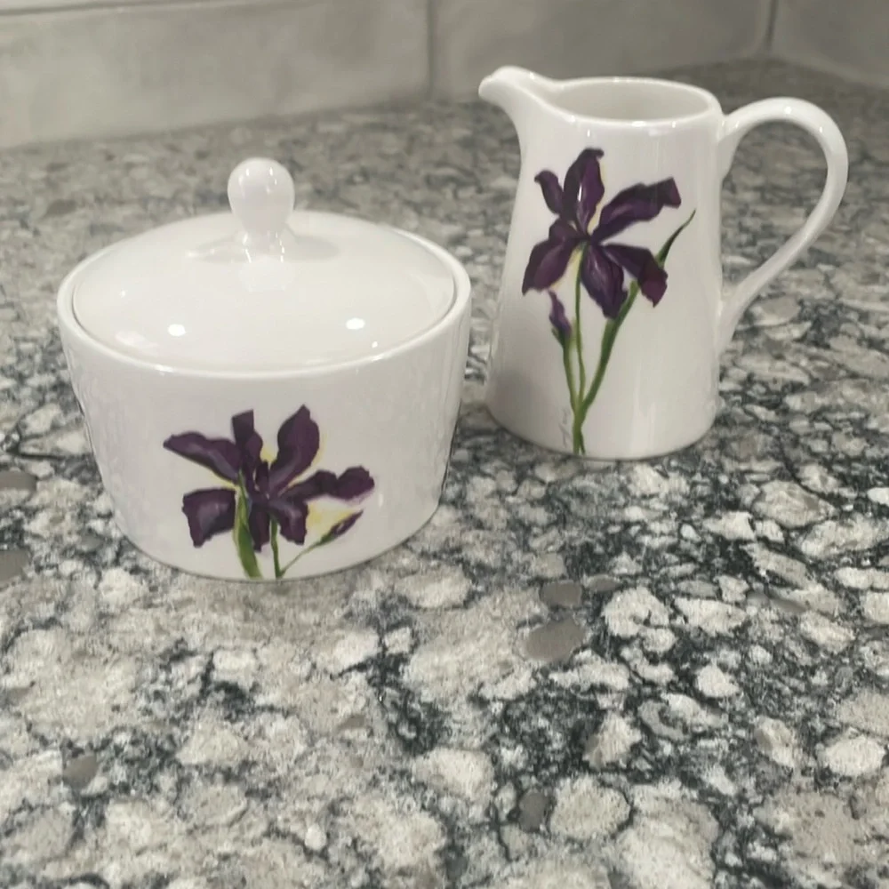 🪻Purple iris sugar and creamer set by skye McGhie watercolours. - Picture 1 of 2